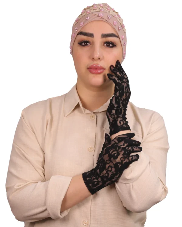 Cotton Dantel Lace Gloves for Women – Elegant Semi sheer Design