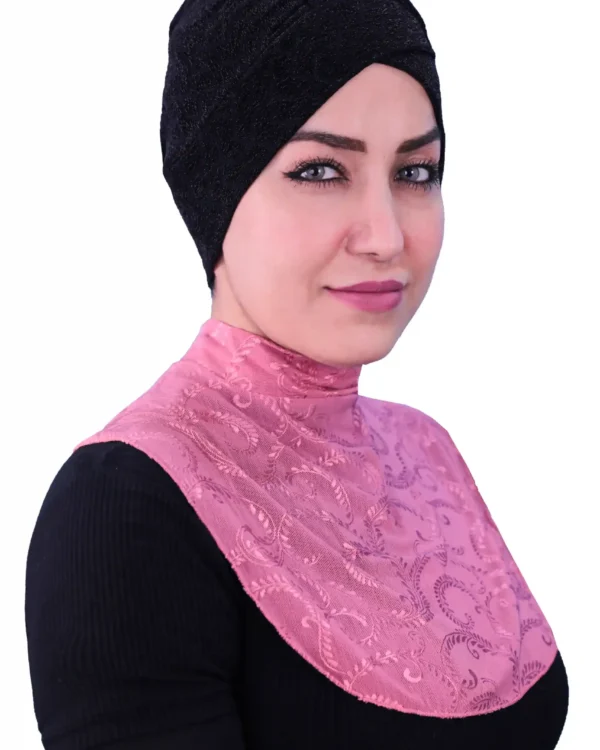 Pink Lace Bib Style Neck Cover for Women | Modest Layering - Image 2