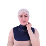 Navy Rhinestone Bib Style Neck Cover for Women | Modest Layering