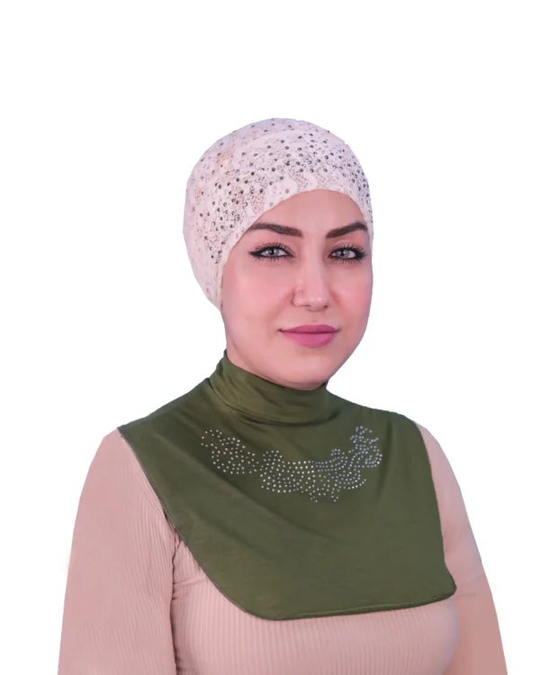 Olive Green Rhinestone High Neck Cover for Women - Image 2