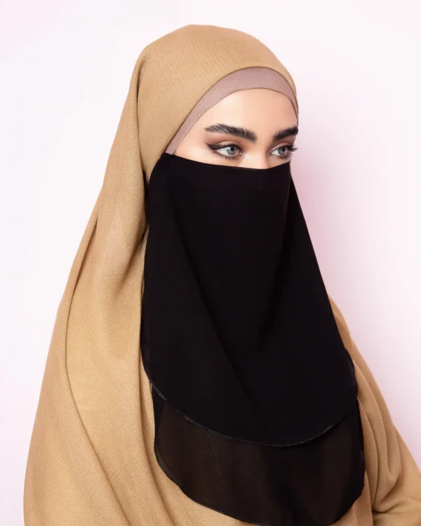 Black Two Layer Islamic Niqab for Women – Soft & Breathable - Image 2