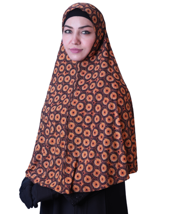 Black & Orange Sunburst Rayon Hijab | Modest Everyday Wear - Image 2