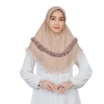 Taupe Ruffle Trim Hijab for Girls – Elegant & Modest Style