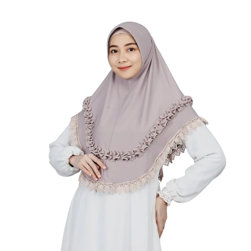Ribbed Taupe Instant Hijab for Girls
