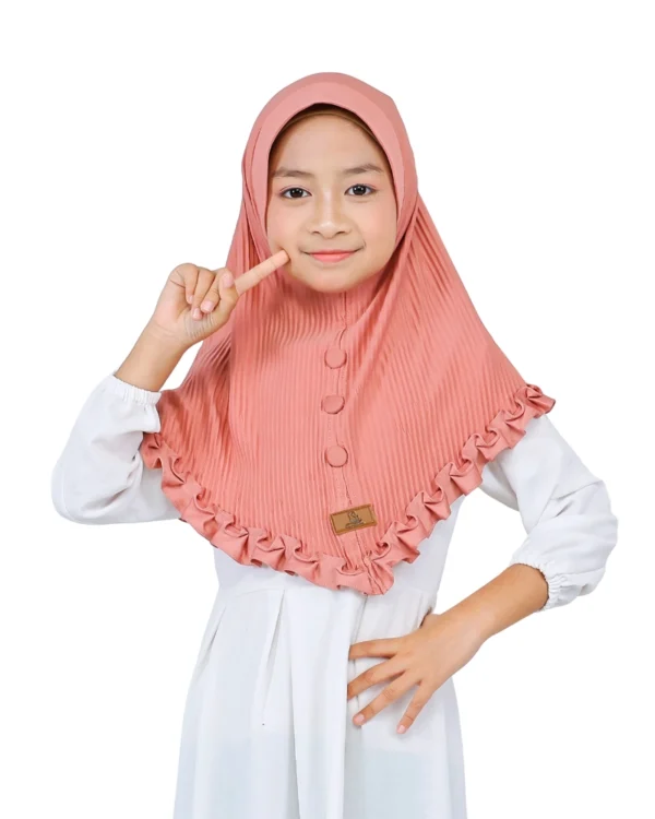 Peach Pleated Hijab for Kids