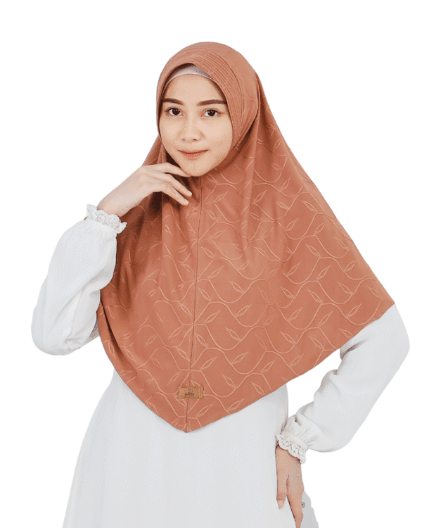 Elegant Patterned Terracotta Hijab for Girls