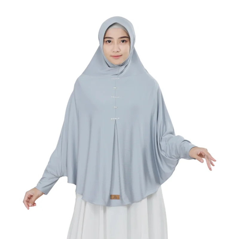 Gray Floral Textured Instant Hijab