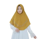 Elegant Mustard Draped Hijab for Girls – Soft & Graceful