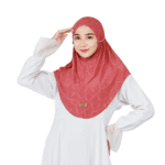 Stylish Patterned Brick Red Hijab for Girls – Elegant & Comfortable Wear