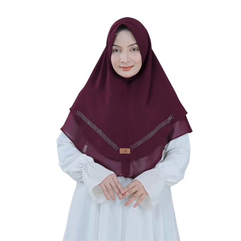 Elegant Maroon Draped Hijab for Girls
