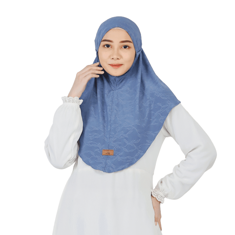 Graceful Patterned Dusty Blue Hijab for Girls