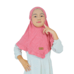 Pink Leaf Pattern Hijab for Kids – Soft, Stylish & Comfortable Wear
