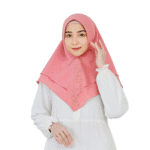 Charming Coral Pink Layered Hijab for Girls – Soft & Stylish