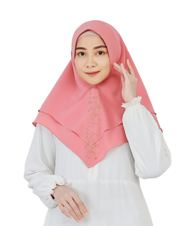 Charming Coral Pink Layered Hijab for Girls