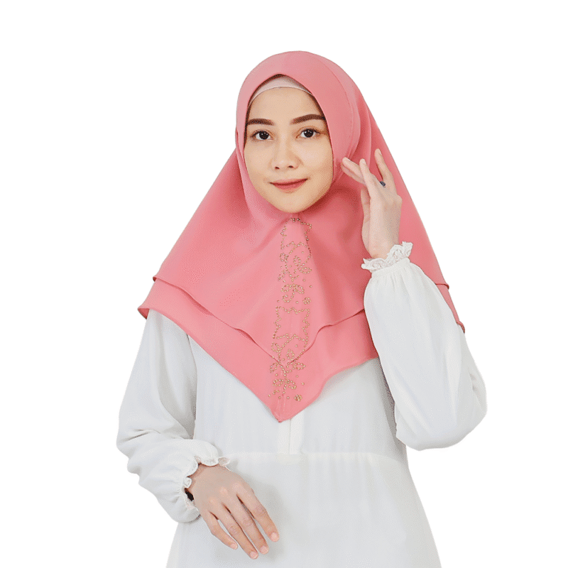 Charming Coral Pink Layered Hijab for Girls