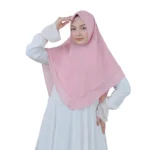 Soft Pink Dual Layer Sparkle Hijab for Girls – Elegant Shine