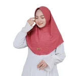 Salmon pink Printed Instant Hijab for Girls – Elegant & Easy Wear