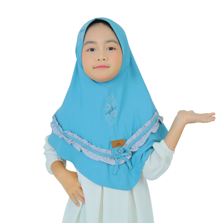Charming Aqua Ruffled Hijab for Kids