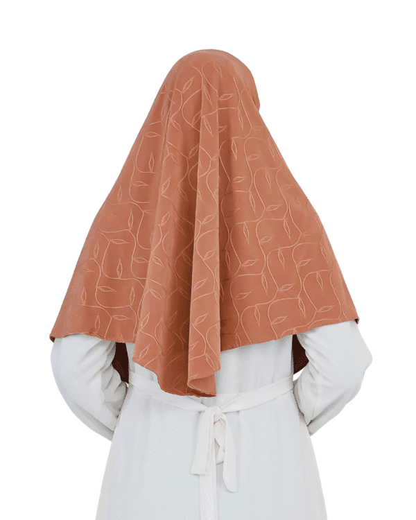 Elegant Patterned Terracotta Hijab for Girls – Soft & Stylish Wear - Image 3