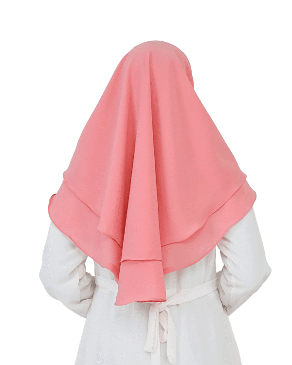 Charming Coral Pink Layered Hijab for Girls