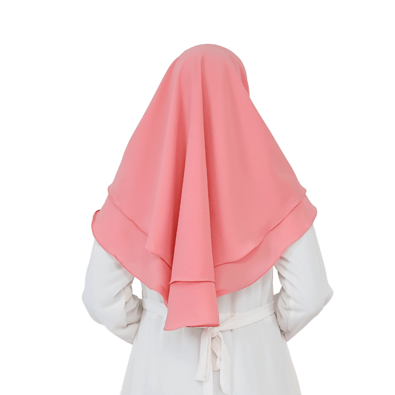 Charming Coral Pink Layered Hijab for Girls