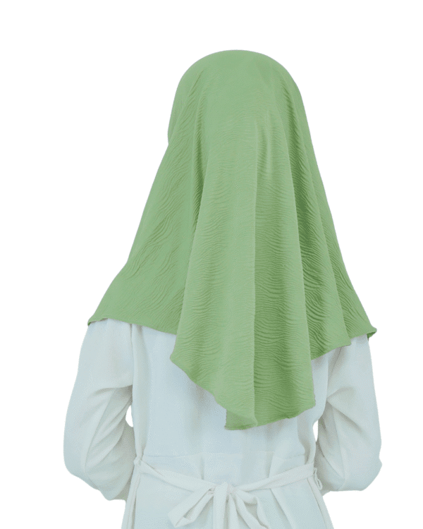 Decent Light Green Hijab for Kids – Soft, Modest & Comfortable Wear - Image 3