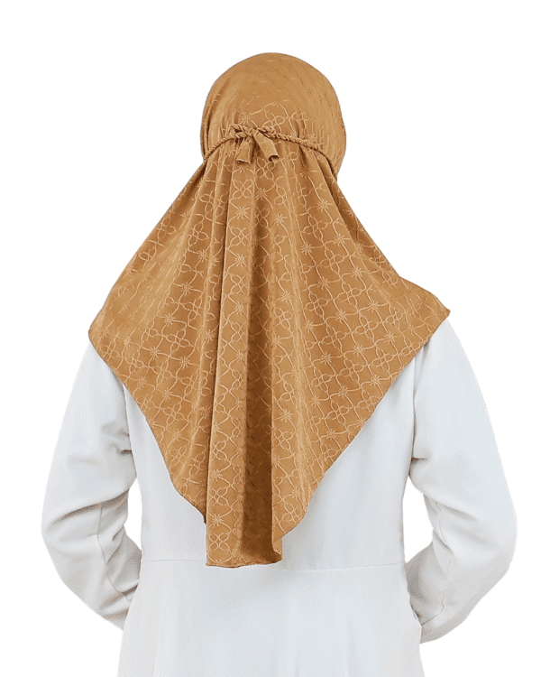 Elegant Patterned Beige Hijab for Girls – Stylish, Comfortable & Modest Wear - Image 3