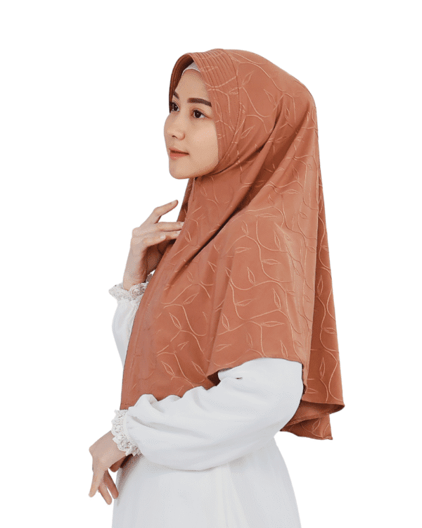 Elegant Patterned Terracotta Hijab for Girls – Soft & Stylish Wear - Image 2
