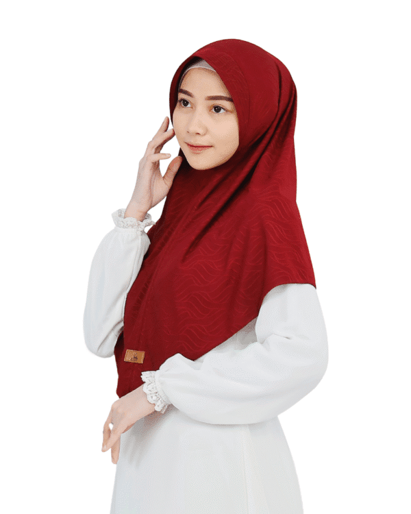 Luxurious Patterned Maroon Hijab for Girls – Elegant & Comfortable Wear - Image 2