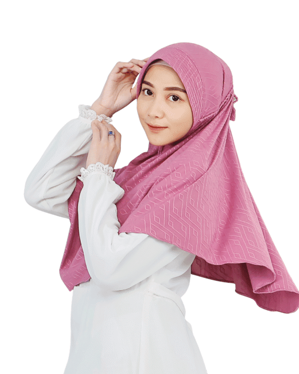 Charming Patterned Mauve Hijab for Girls – Elegant & Comfortable Wear - Image 2