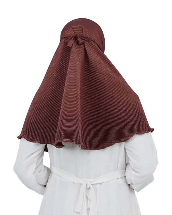 Luxurious Pleated Dark Brown Hijab for Girls – Elegant & Comfortable Wear - Image 3