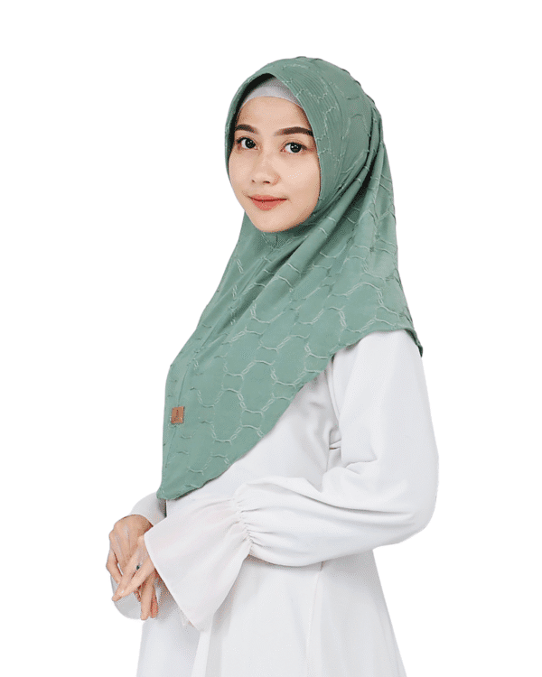 Elegant Patterned Dusty Green Hijab for Girls – Soft & Stylish Wear - Image 2