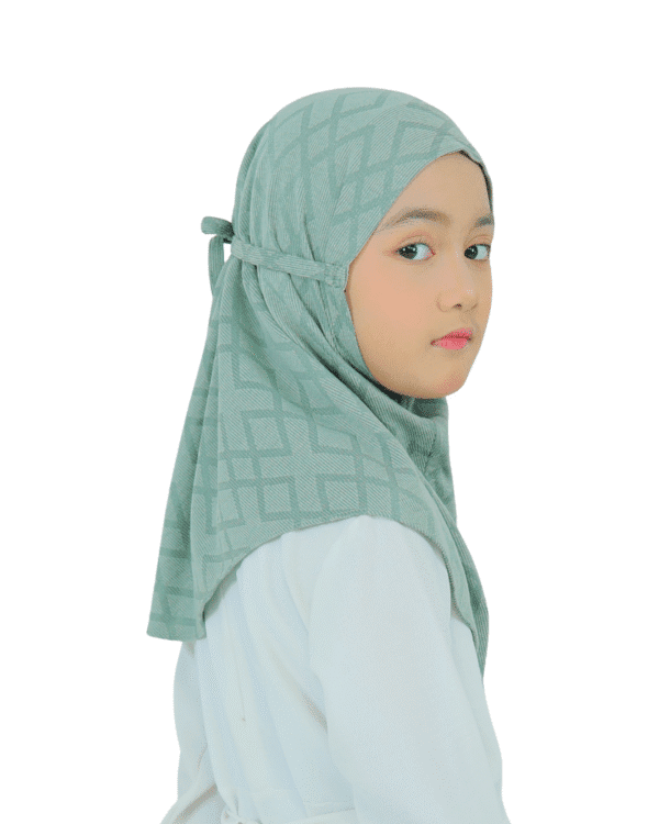 Luxury Green Hijab for Kids – Soft, Elegant & Comfortable Wear - Image 2