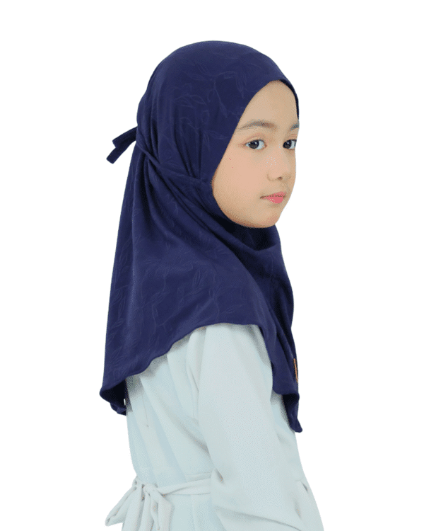 Elegant Navy Blue Hijab for Kids – Soft, Stylish & Comfortable Wear - Image 2
