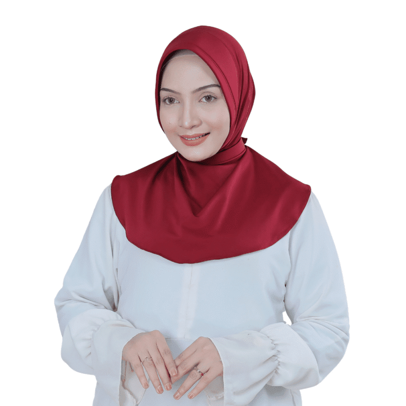 Elegant Solid Deep Red Tie Back Hijab