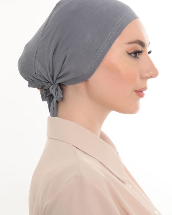 Soft Charcoal Grey Slip On Turban Cap – Modest & Chic - Image 3