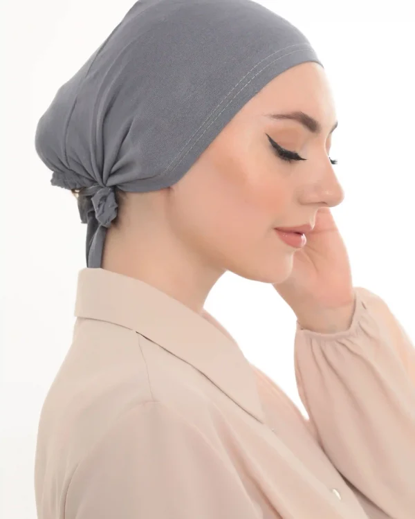 Soft Charcoal Grey Slip On Turban Cap – Modest & Chic - Image 5