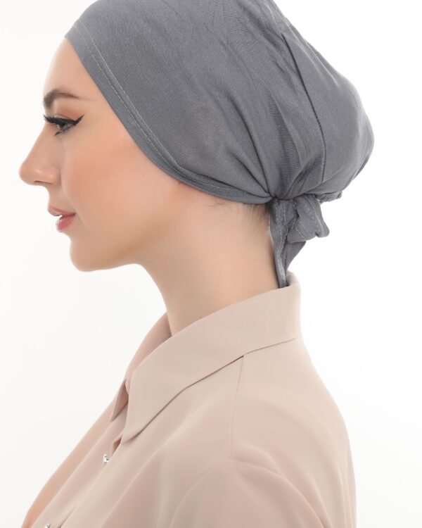 Soft Charcoal Grey Slip On Turban Cap – Modest & Chic - Image 4