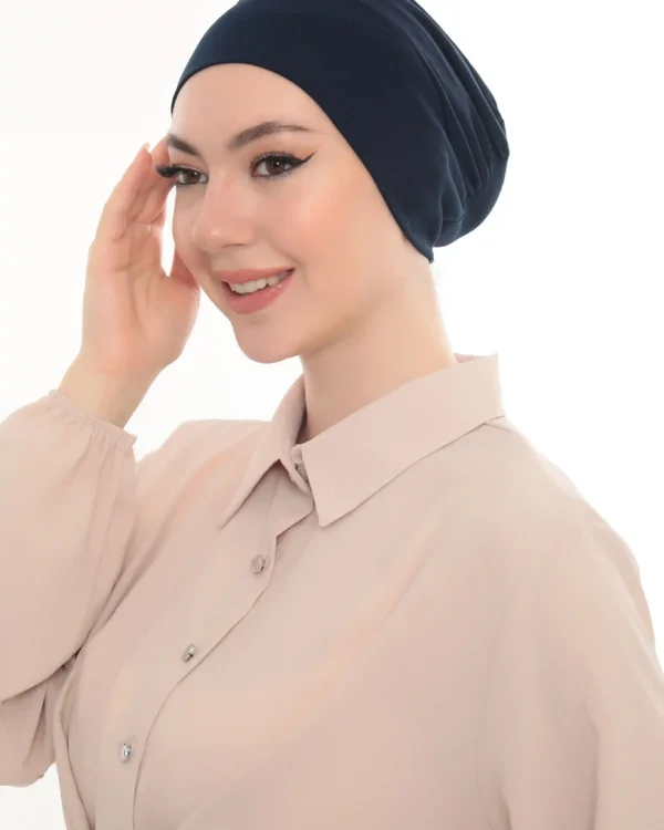 Navy Blue Half Cap Turban for Women – Simple & Elegant - Image 2