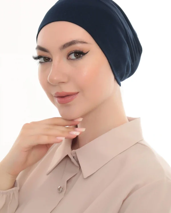 Navy Blue Half Cap Turban for Women – Simple & Elegant - Image 3