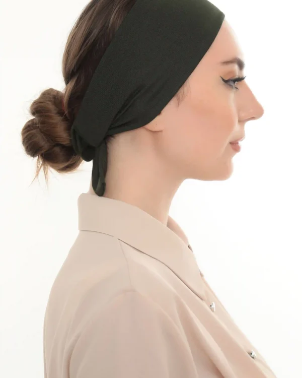 Olive Green Tie Back Turban Headband – Chic & Comfy - Image 4