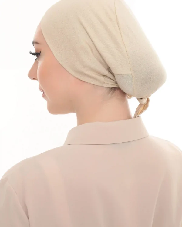 Classic Beige Jersey Bonnet Turban
