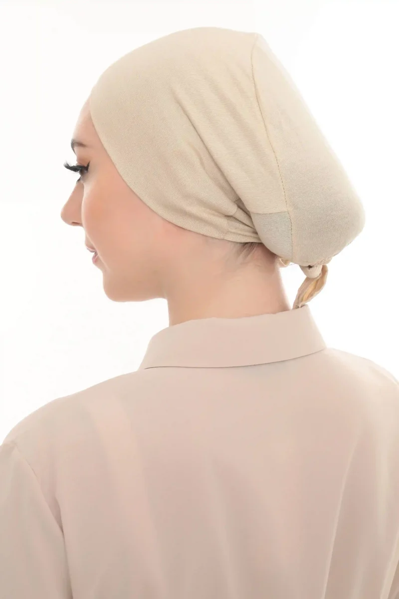 Classic Beige Jersey Bonnet Turban