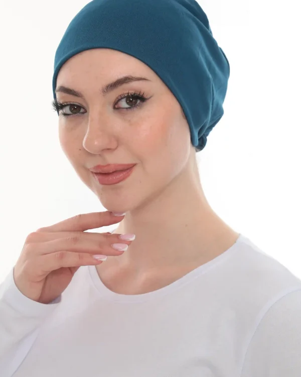 Seamless Deep Teal Tie Back Turban – Elegant & Comfy - Image 3