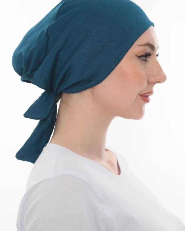 Seamless Deep Teal Tie Back Turban – Elegant & Comfy - Image 4