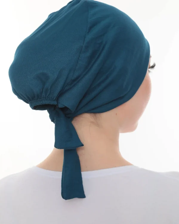 Seamless Deep Teal Tie Back Turban – Elegant & Comfy - Image 6