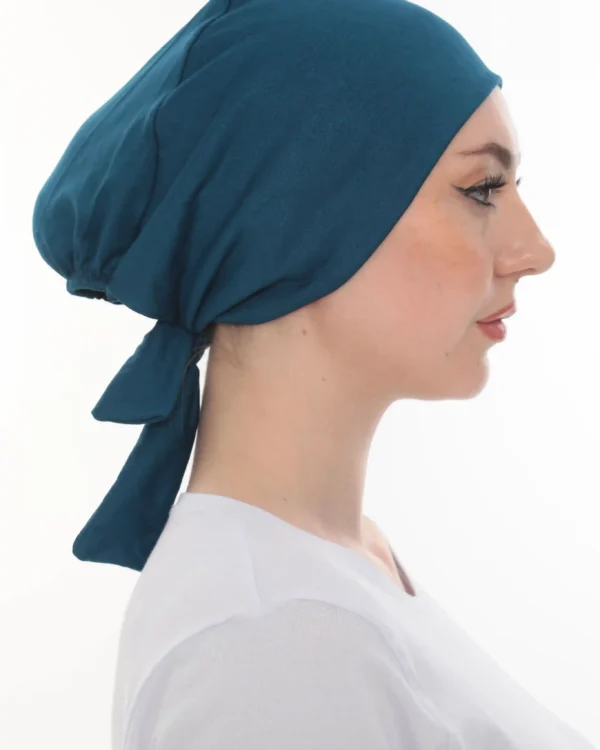 Seamless Deep Teal Tie Back Turban – Elegant & Comfy - Image 7