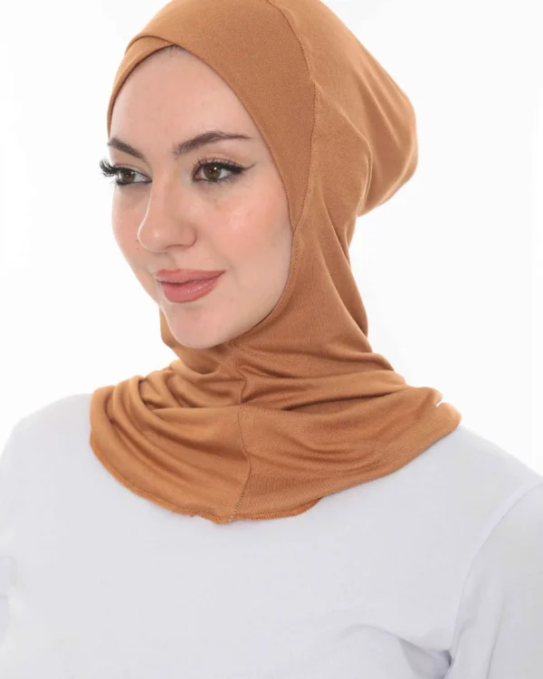 Full Coverage Caramel Crossover Turban – Soft & Elegant - Image 7