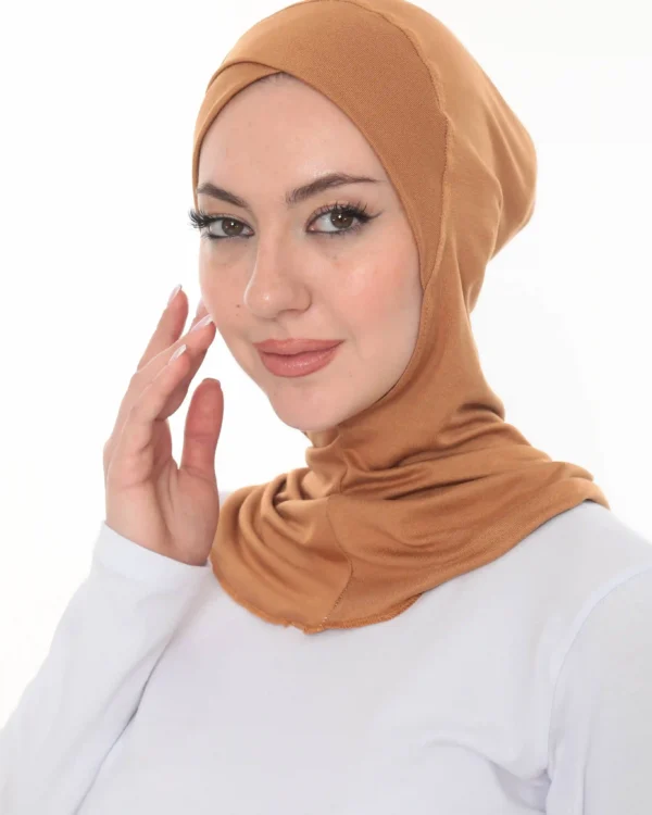 Full Coverage Caramel Crossover Turban – Soft & Elegant - Image 6