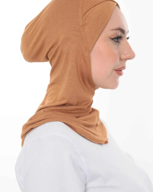 Full Coverage Caramel Crossover Turban – Soft & Elegant - Image 3